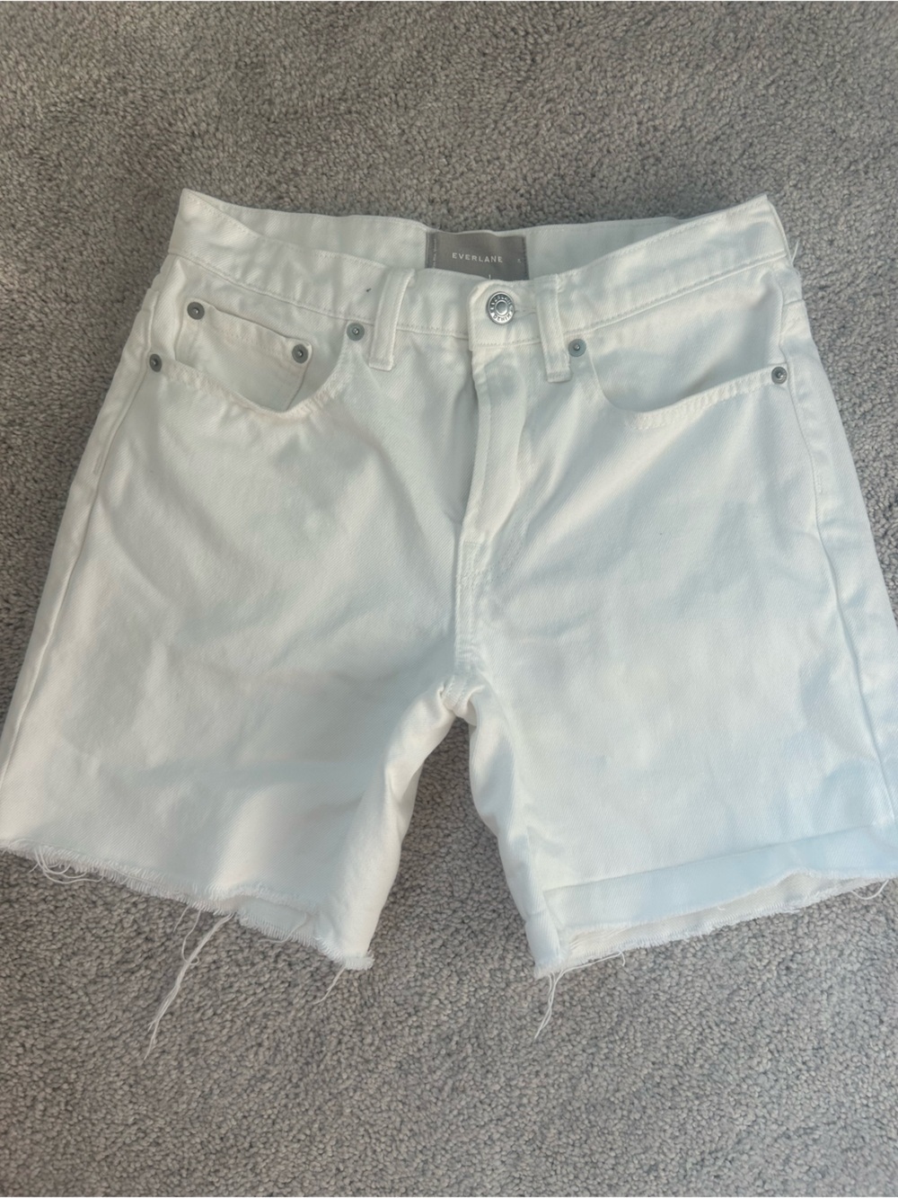 Everlane White Cropped Denim Shorts